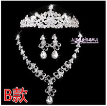 the bride adorn article Korean set chain necklace crown marriage three wedding dress suit deserve to