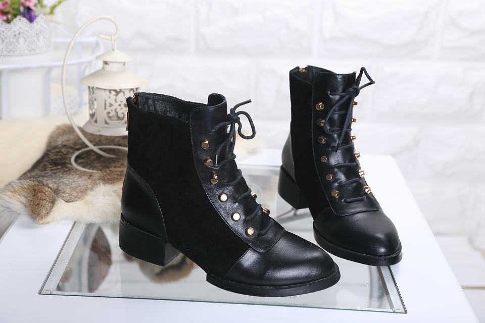 new 2014 autumn winter fashion brand women s shoes square Heels ankle Boots genuine leather boots