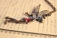 Fashion Necklaces for Women 2014 New Rhinestone inlaid Fairy Angel Necklaces Pendants Vintage Cartoon Choker Women