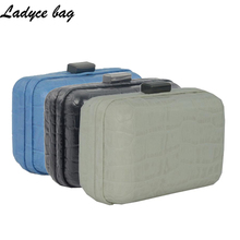 Elegant Women Genuine Leather Closure Hard Case Evening Bag Clutch with Chains Purse Hard shell clutch Box for Lady Handbag