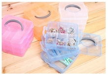 3 Tier Adjustable 18 Compartment Slot Plastic Craft Storage Box Transparent Jewelry Tool Container 4Z233