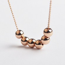 Italina 6 Transport Beads 18K Gold Plated Chain Pendant Necklace women collares 2014 fashion Jewelry