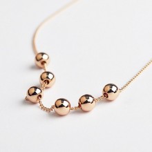 Italina 6 Transport Beads 18K Gold Plated Chain Pendant Necklace women collares 2014 fashion Jewelry