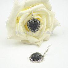 E1012i Lava Rock Volcano Stone Love Heart Honey Dangle Earring 1 Pair Stone not plastic or