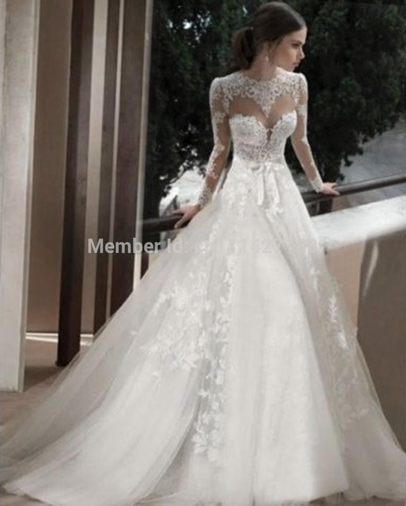 Buy White Ivory Long Sleeve Bridal Gown Wedding Dress Custom Size: 6 8 ...