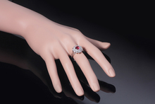 ROM Round Red Ruby Ring Luxury Princess Simulated Diamond Ring Lovers Artificial Wedding Ring For Female