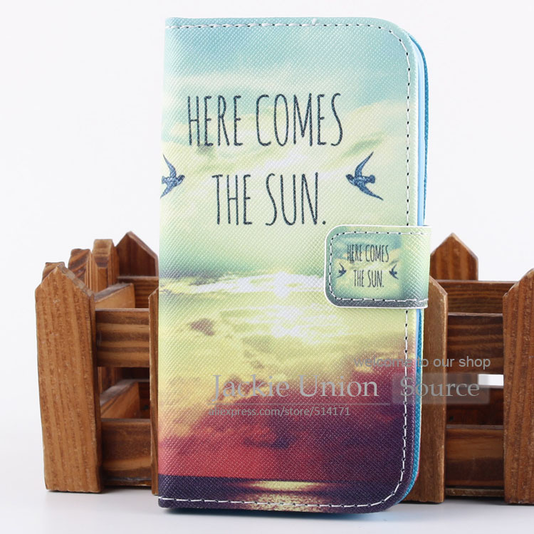 10 Colors Here Sun Come Card Holder Wallet Leather Bag Stand Flip Case Cover For Samsung