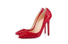 vintage Rivets pointed toe women shoes 2014 female sexy dress nude stiletto high heels ladies valentine