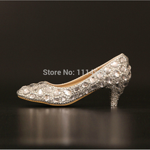 2014 White Wedding Shoes New Fashion Elegant Crystal 5cm Womens High Heel Evening Prom Bridal Shoes