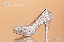 2015 Bridal Dress Shoes Elegant Women Crystal High Heel Wedding Shoes For Bride Sexy Party Dress