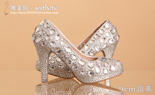 2015 Bridal Dress Shoes Elegant Women Crystal High Heel Wedding Shoes For Bride Sexy Party Dress