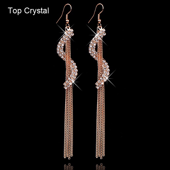 Christmas gifts Brand Charm bridal jewelry Geometric letters rhinestone tassel personality Crystal earrings for women 2014