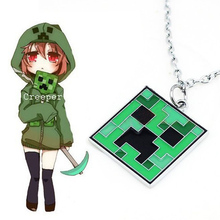 2014 New Fashion Jewelry Minecraft JJ My world Green strange coolie Pendant Necklace Free Shipping