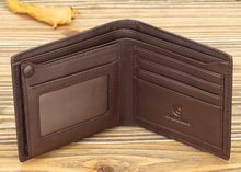 NEW Men s super grain leather trifold Horizontal wallets Card package