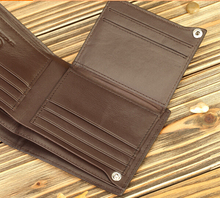 NEW Men s super grain leather trifold Horizontal wallets Card package
