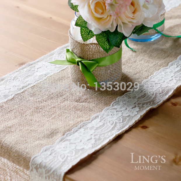 for Rustic Burlap W30cm size  Lace Size  L with 275cm Runner Table  x runner table Runner