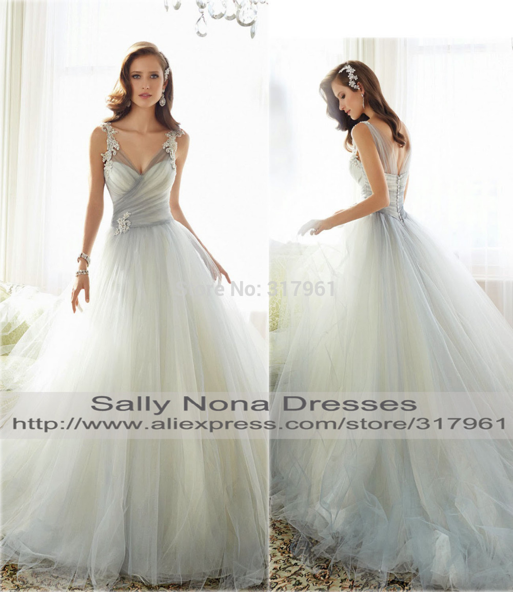  Unique Designs Sweetheart Neck Sexy Backless A Line Organza Lace Spaghetti Strap Wedding Dresses 2015