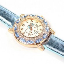 2014 Holiday Sale New Arrival Cheap Lovely Girls Hello Kitty Women Watch Children Fashion Kids Crystal