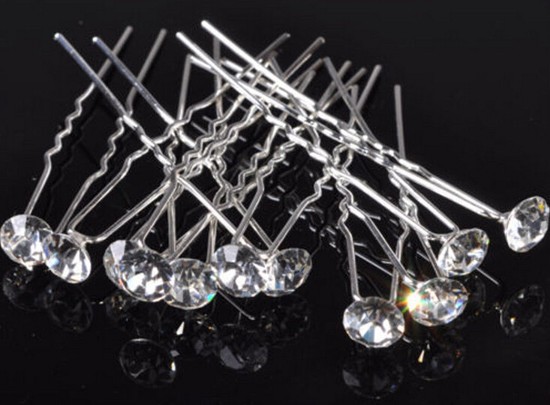 Wholesale 30pcs Wholesale Princess Mini Crystal beads Wedding Bridal Tiara Hair Pins Clip