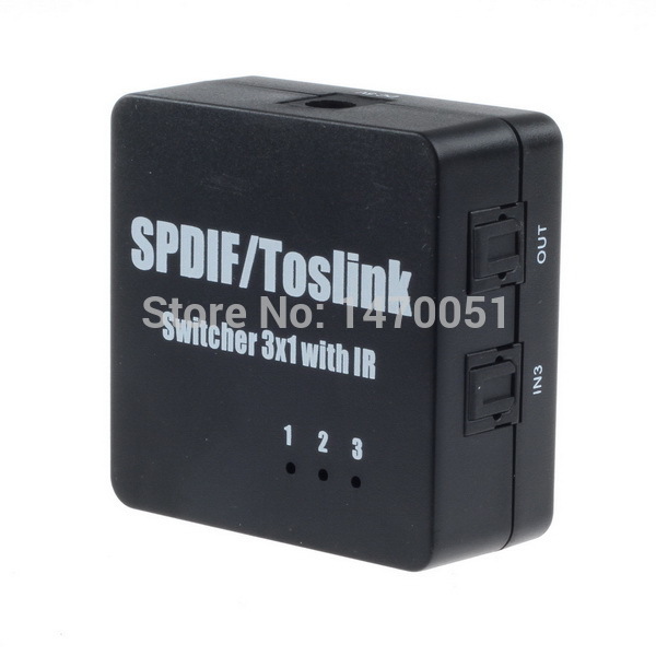 Черный kvm-переключатели spdif-аналоговый / TosLink мини-ресивер оптическая аудиоадаптера коммутаторы 3 x 1 с ик пульт дистанционного