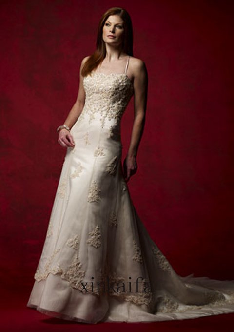 Ivory Gold Wedding Dress Bridal Wedding Gown Number 14452
