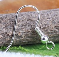Silver Plated Ear Wire Hooks With Coil/Bead a2042