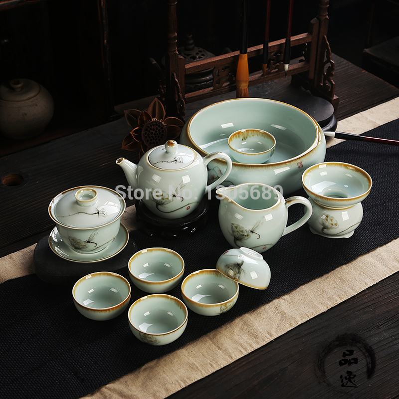 12pcs worthwhile high quality porcelain handpainted ceramic tea set blue and white kung fu Hand painting