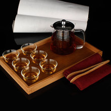 Thick glass teapot heat-resistant glass tea set flower pot cup black tea pot teaberries belt