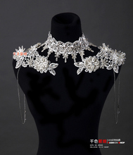2014 Handmade high quality flower rhinestone lace marriage accessories wedding dress shoulder chain 