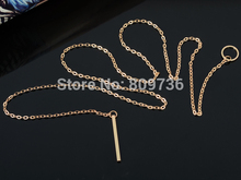 1pc New Hot Unique Charming Gold Tone Bar Circle Lariat Necklace Womens Chain Jewelry Gift Cheap