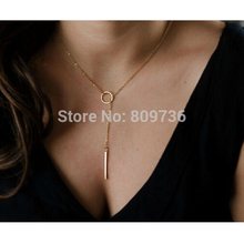 1pc New Hot Unique Charming Gold Tone Bar Circle Lariat Necklace Womens Chain Jewelry Gift Cheap