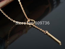 1pc New Hot Unique Charming Gold Tone Bar Circle Lariat Necklace Womens Chain Jewelry Gift Cheap