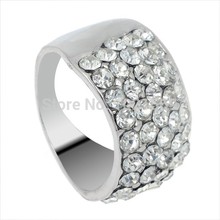 Hot Sell Size 7 Wide Crystal Rhinestone Stainless Steel Beautiful Charm Ring Wholesale