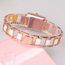 Rectangle dial quartz female watch Hot luxury gold color Ceramic classic women dress watches waterproof stainless