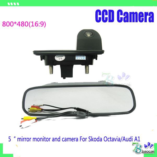 2in1 car parking assistance system CCD rearview backup revese parking camera for Skoda Octavia and HD