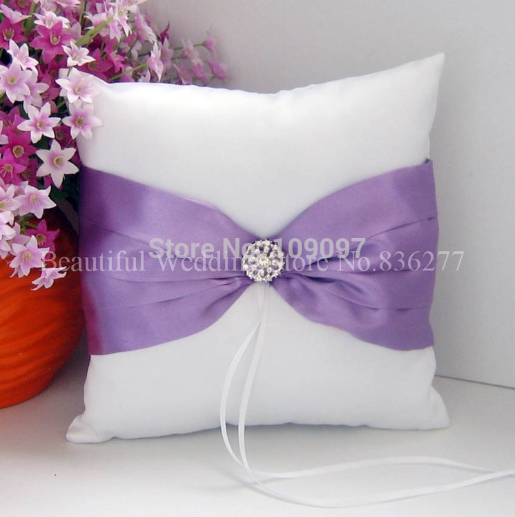 Elegant Purple Satin Wedding Ring Pillow Purple Bow Bridal Ring Bearer ... Elegant Purple Satin Wedding Ring Pillow Purple Bow Bridal Ring Bearer ...