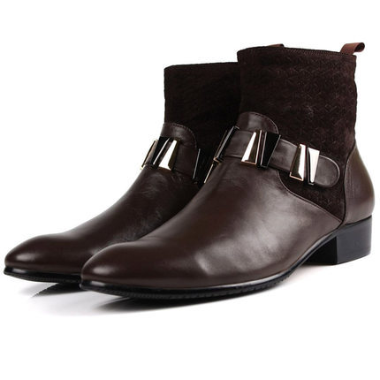 2014 Autumn/winter New Style Men's Leather Boots Carved Cutout Short