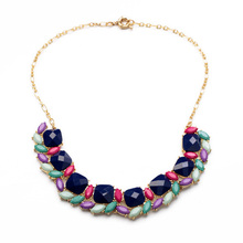 2015 New Brand Colorful Geometric Resin Charm Statement Necklace Fashion Jewelry 