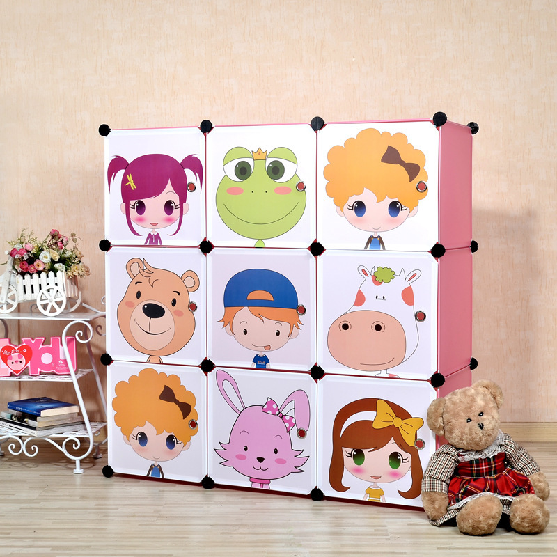 cartoon pattern DIY plastic storage cabinets clothing armoire 
