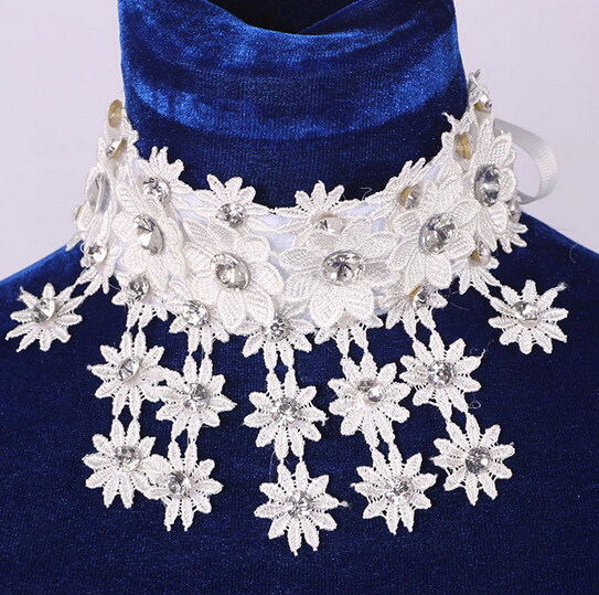 Princess Lace Flower Beads Crystal Bridal Shoulder Necklace Sunflower Necklace Marriage Necklace Accessory 