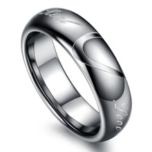 Wholesale Tungsten Steel Silver Half Heart Simple Circle Real Love Couple Rings Wedding Rings Engagement Rings