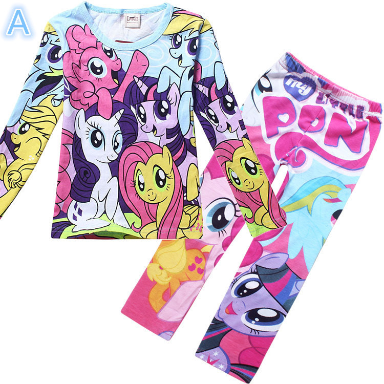 My little pony clothes girls clothing sets suits kids pajamas children 2 piece sleepwear home fashion