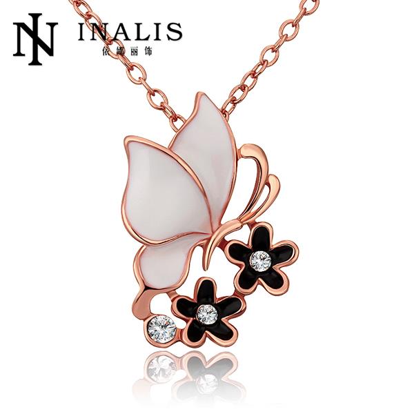 LJ Fashion Jewlery 2014 Three Years Quality Assurance Nice 18K Gold Plated Fashion Butterfly Elegant Necklace