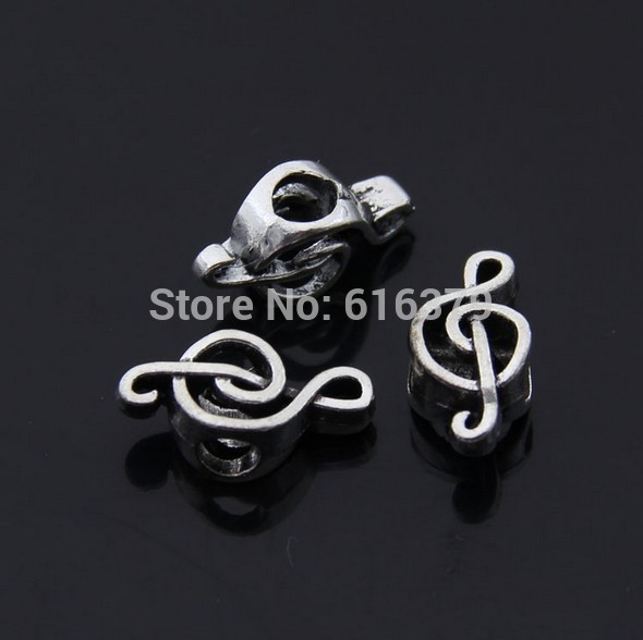 Free Shipping Wholesale 50pcs lot Antique Silver Alloy Musical Note Charm Bead Jewelry Fits For Pandora