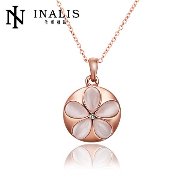 LBY Fashion Jewlery 2015 High Quality Five Leaf Clover Shape Neck Chain Pendant Necklace Free Shipping