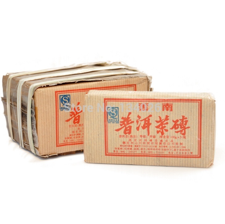 Brick tea pu erh tea ripe 15 years 100 g class a Yunnan large leaf c