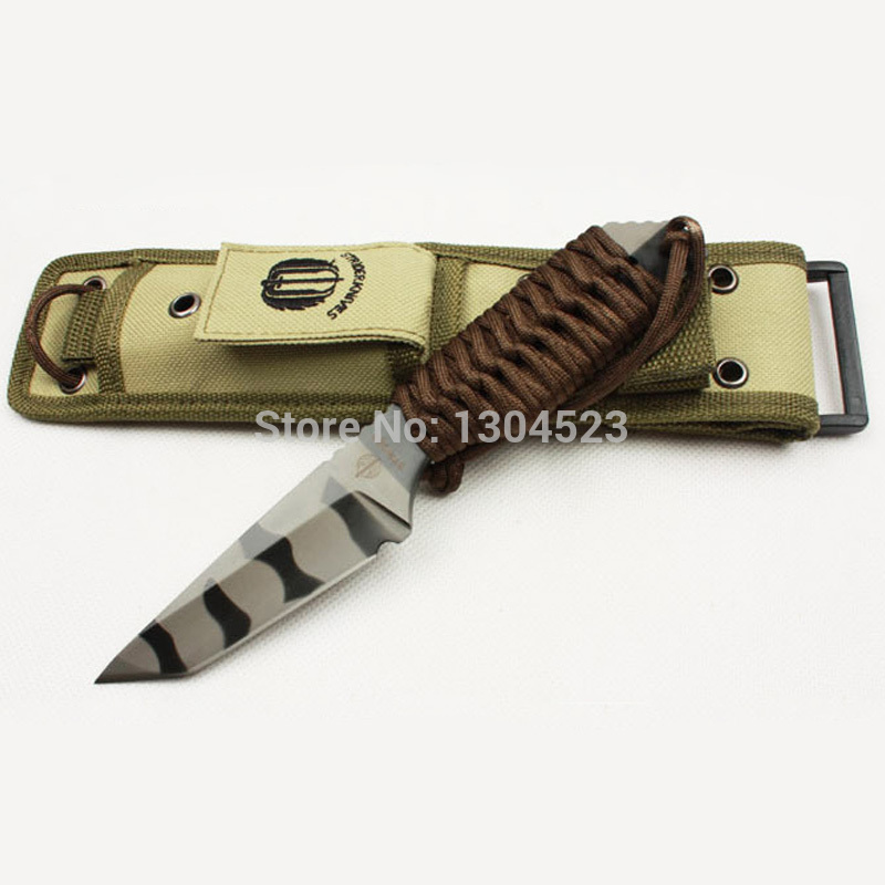 strider ht outdoor survival camping tactical camouflage small straight knife contains nylon sheath and belt free