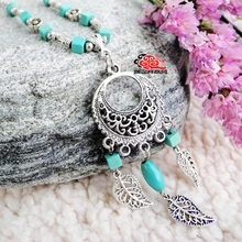 z love jewelry High Quality Tibetan Silver Turquoise carved Pendant Necklace Charm Silver Women Jewlery