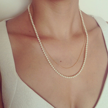 Gold Double Layer Chain Necklace Delicate Pearl Beads Necklaces For Women Jewelry
