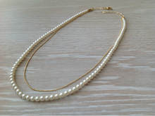 TX282 Gold Double Layer Chain Necklace Delicate Pearl Beads Necklaces For Women Jewelry